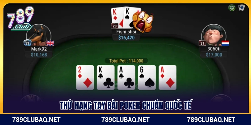 Bảng xếp hạng tay bài Poker theo chuẩn quốc tế